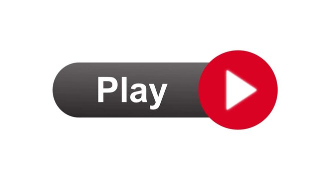 Animated PLAY black and red web button. Motion graphics of play button icon