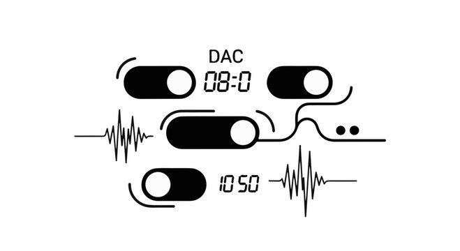 Digital audio converter interface with waveform and numeric displays