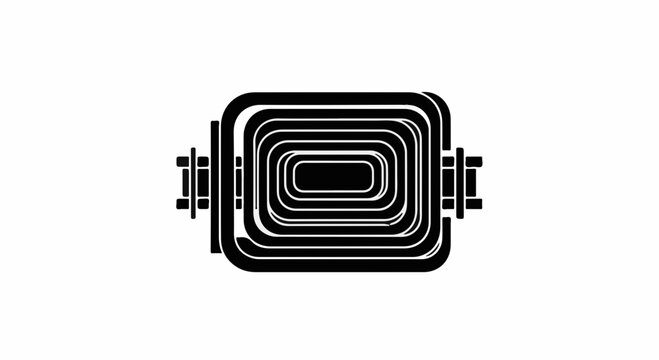 Abstract geometric pattern with concentric rectangles and industrial elements