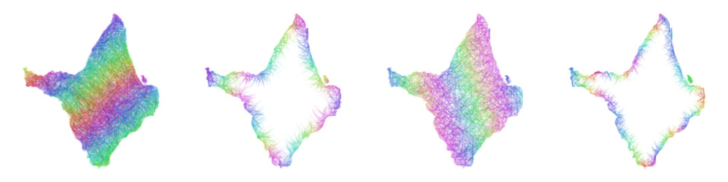 Rainbow sketch Amapa map design set