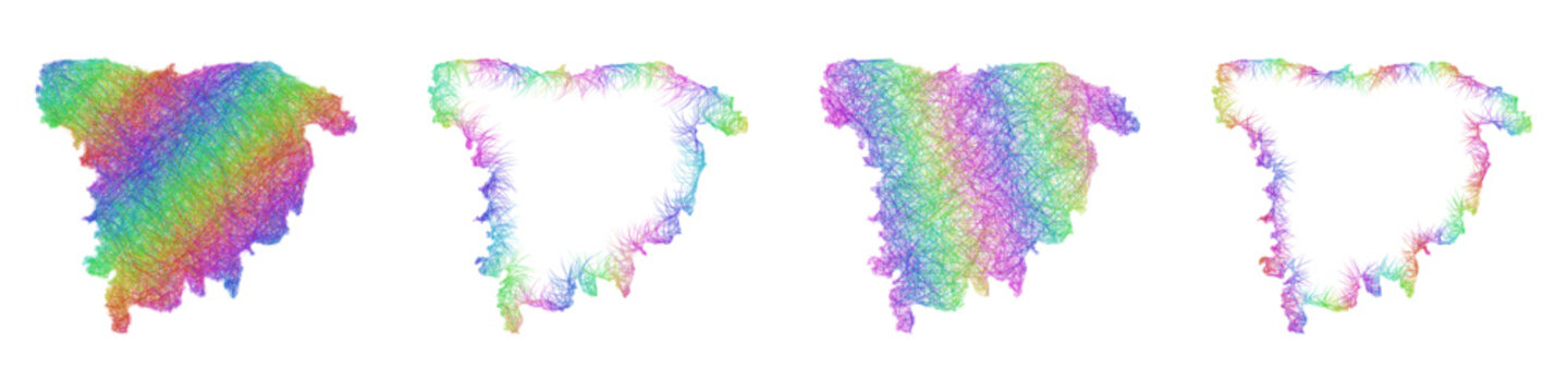 Rainbow sketch Sylhet map design set