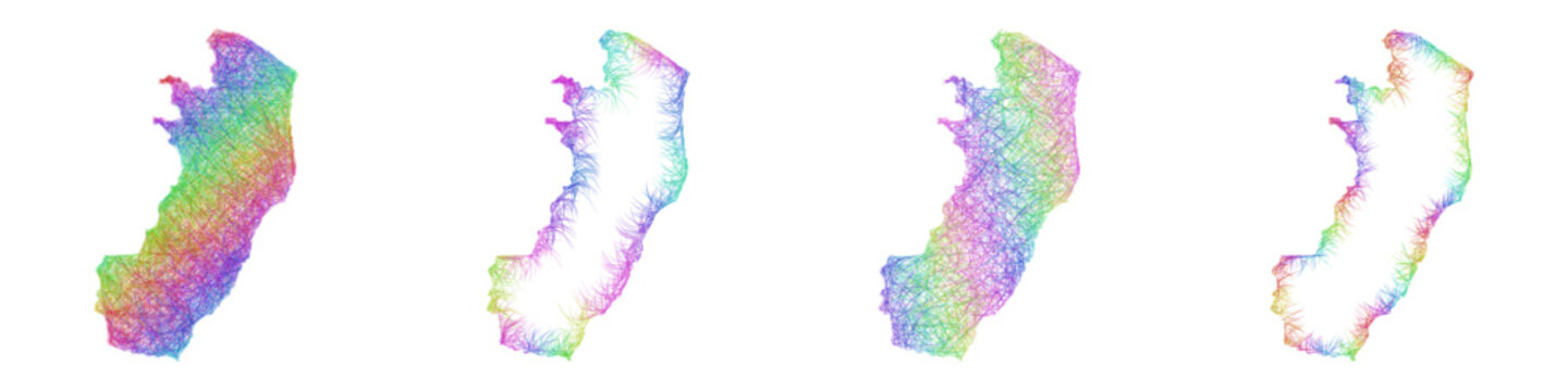 Rainbow color sketch Espirito Santo map design set
