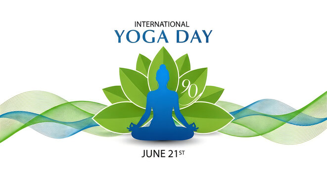 International Yoga Day poster with lotus flower