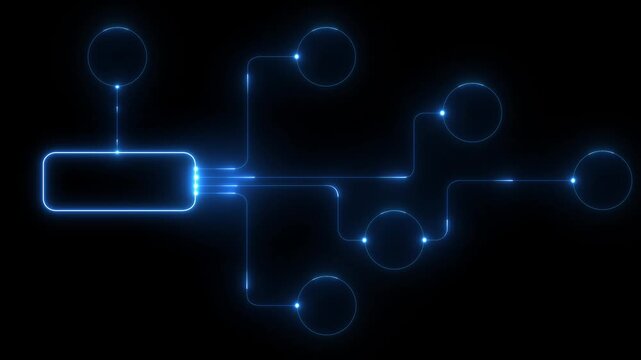 Ai tools or neon box. Multi function for Agentic AI technology motion background. Multi agent AI systems, Automate daily Tasks Smart AI solutions improve efficiency, animation on transparent.