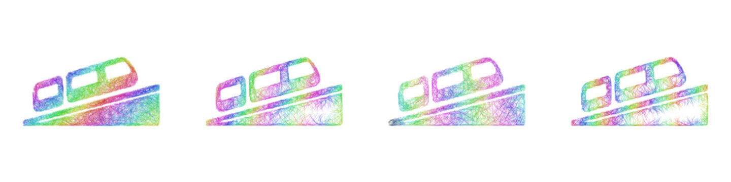 Colorful sketch funicular icon design set