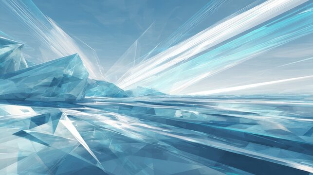 Dynamic ice crystal art with angular facets and directional arrows