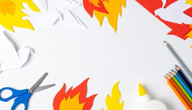 Pfingsten Kinderbasteln Mit Tauben Feuerzungen Und Kreativmaterial F&uuml;r Religionsunterricht