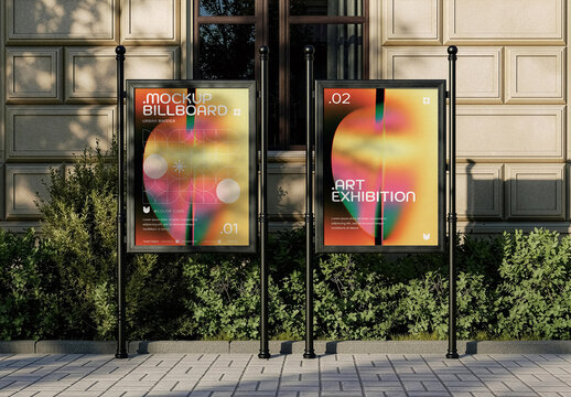 Freestanding Advertising Banner Stand Mockup Vertical Poster Displays