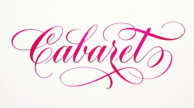 Elegant pink cursive handwriting of the word 'Cabaret' on a white or light background