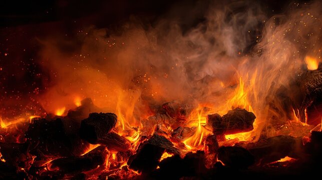 Inferno Backdrop: Vivid flames and glowing embers evoke a moody hellscape