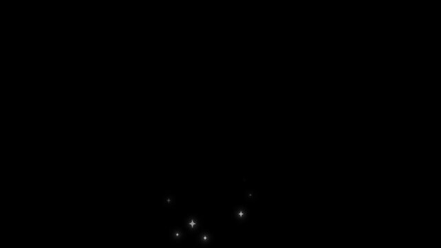 Magic sparkles glitter line stars, blast line shining comet trace with glare effect, looping animation twinkling stars shining in the night sky, Basic black Background for Video Editing. 4K
