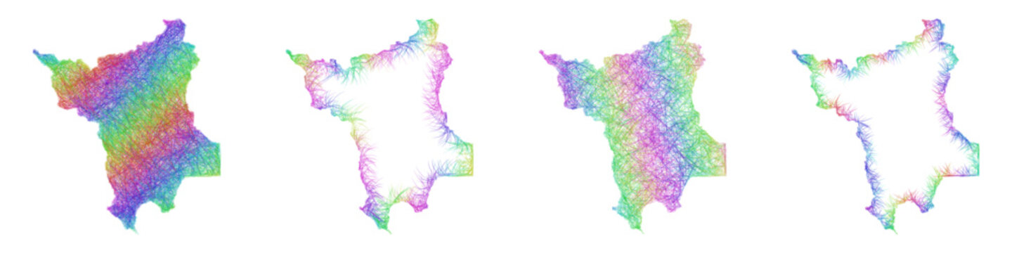 Multicolored sketch Roraima map design set