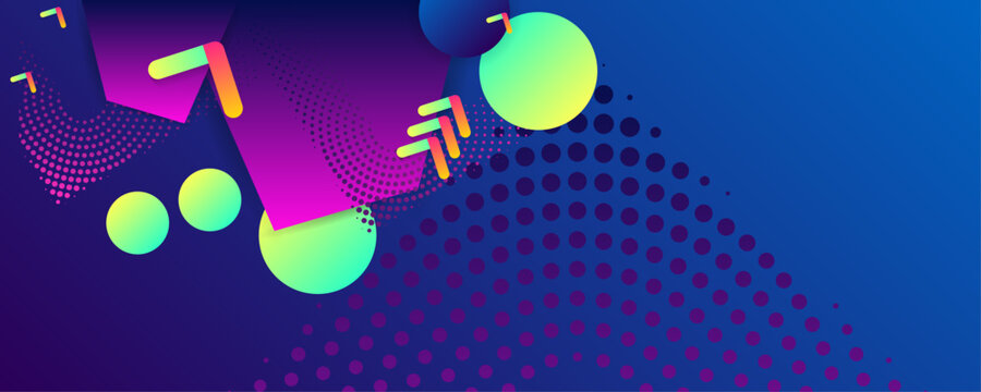 New bright juicy summer abstract fluid creative banner, trendy bright neon colors with dynamic lines