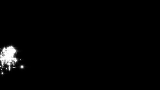 Sparkling star blast glitter animation, Christmas glitter stars isolated, pixie dust path, Vertical, Slow Motion, Cinematic, Glittering star line and circle sparkle on black Screen Background. 4k