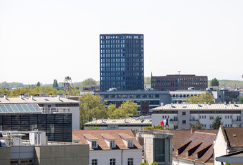 Fototapeta premium Urban rooftops and modern high-rise, in Strasbourg, France