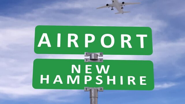 New Hampshire road sign on a blue sky