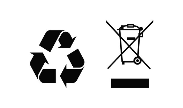 Recycling Symbol and WEEE Symbol (Wheelie Bin) Symbol Vector SVG