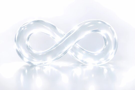 Infinity symbol made of glowing white light representing eternal endless or limitless concepts with eternity limitless mathematics abstract