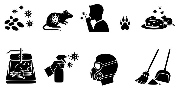 set of silhouettes Hantavirus. Hanta virus vector illustration