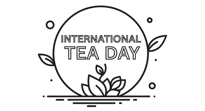 international tea day logo with minimalist line art design high quality