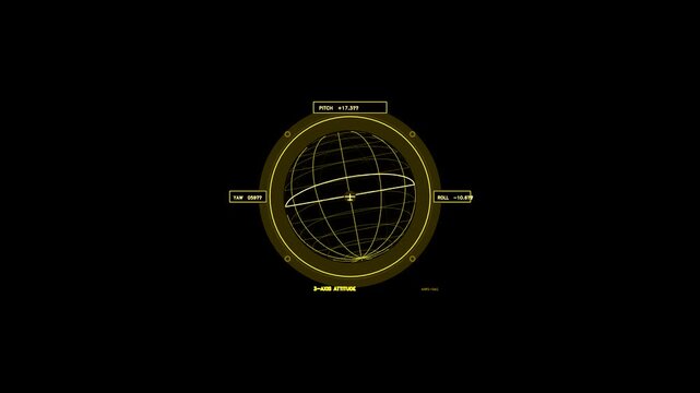 Amber 3-Axis Attitude Indicator HUD Element