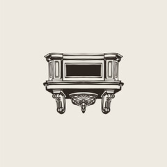 Decorative Balcony Bracket Corbel Hand Drawn Vintage Ink Sketch © KozyPlace