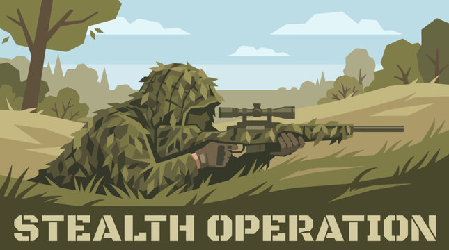 Soldier in stealth operation outdoors.