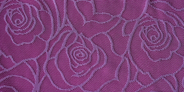 Vintage lilac  fabric with roses. Seamless purple material, pattern with flowers.Wallpaper, floral background.Design for print fabric. Simple lace seamless pattern.