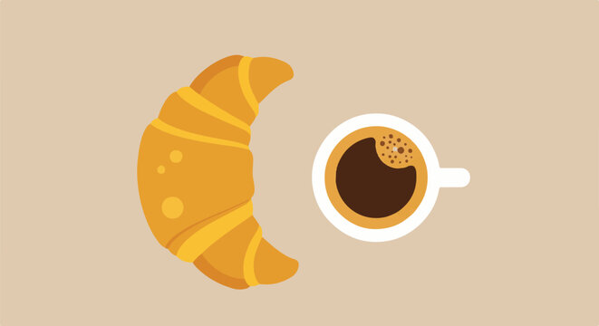 Minimalist graphic of a pastry and espresso