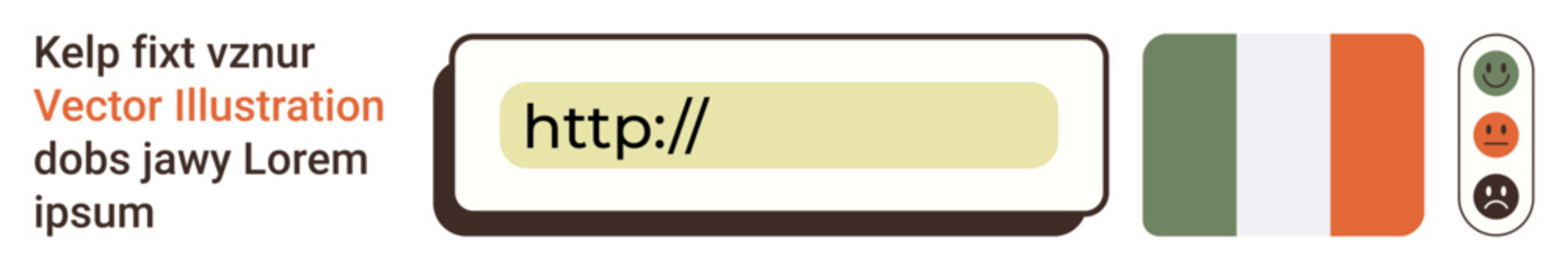Web design, user interface, online tools, digital feedback, URL validation, website functionality. A text input field with a placeholder, color-coded sidebar and emoticon feedback. User interface