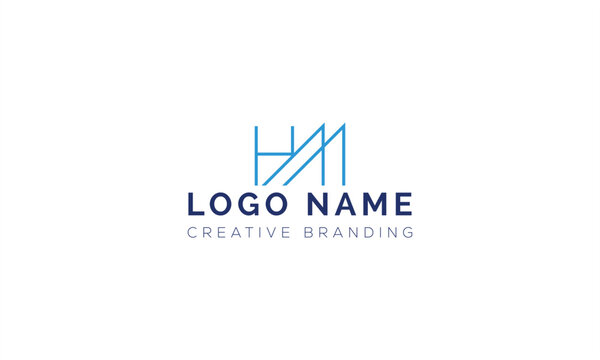 Abstract hm monogram logo line art design with monogram branding identity