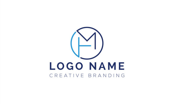 Circular hm monogram logo design for creative branding agency with monogram