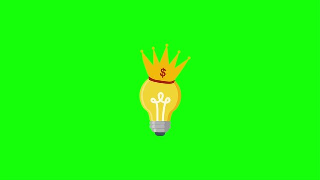 Dollar Crown Lightbulb. King of Ideas and Premium Business video loop
