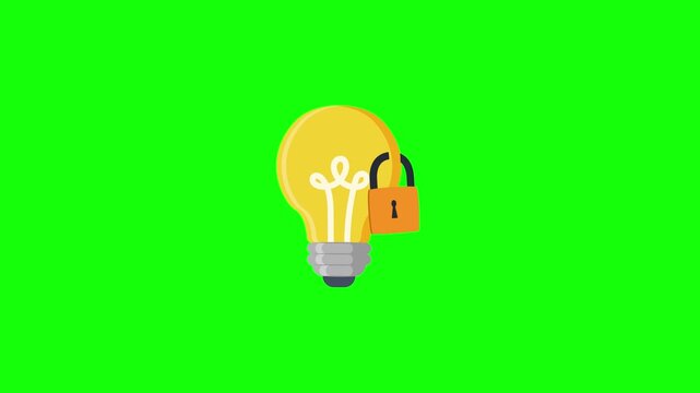 Lightbulb and Padlock. Intellectual Property and Secret Idea video loop