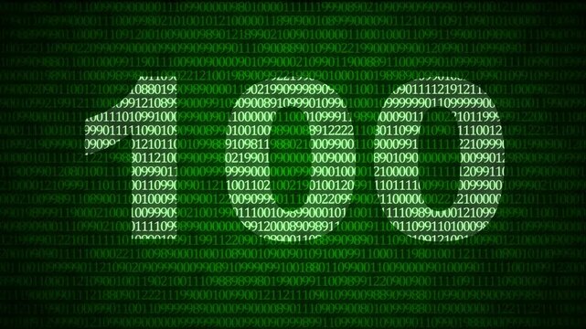 Advanced digital number one hundred animation on a green cyber matrix binary code background for technology countdown, final data processing, and modern security interface concept.