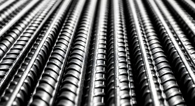 Reinforcement steel rod and deformed bar with rebar at constructi
