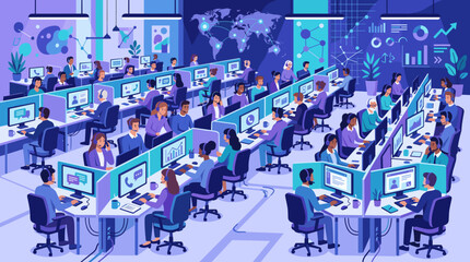 Obraz premium Collaboration in a modern office space tech hub digital workspace corporate environment aerial view team productivity