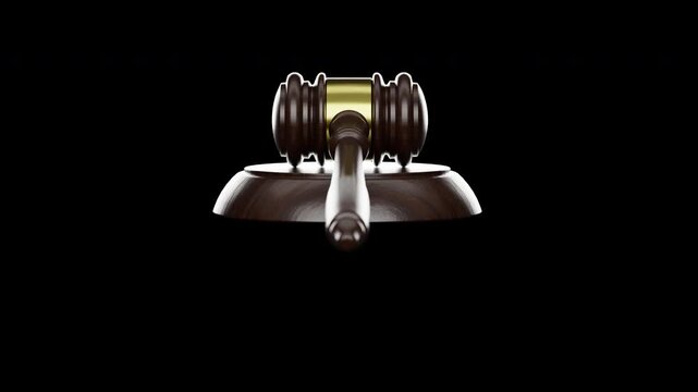 4K Cinematic Judge Gavel Orbit Animation with Transparent Background. The short checkerboard intro is to indicate the transparency only - contains an Alpha Channel.