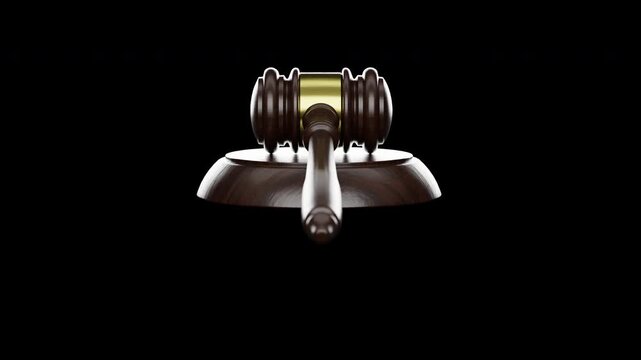 4K Cinematic Judge Gavel Push In Animation with Transparent Background. The short checkerboard intro is to indicate the transparency only - contains an Alpha Channel.