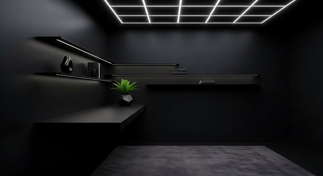 Luxury Black Interior with Ambient Ceiling Lights