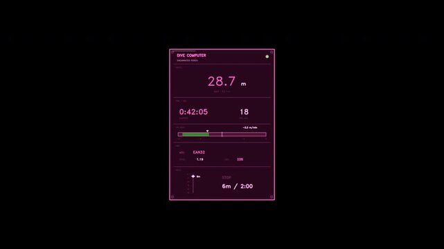 Magenta Scuba Dive Computer HUD Interface Element