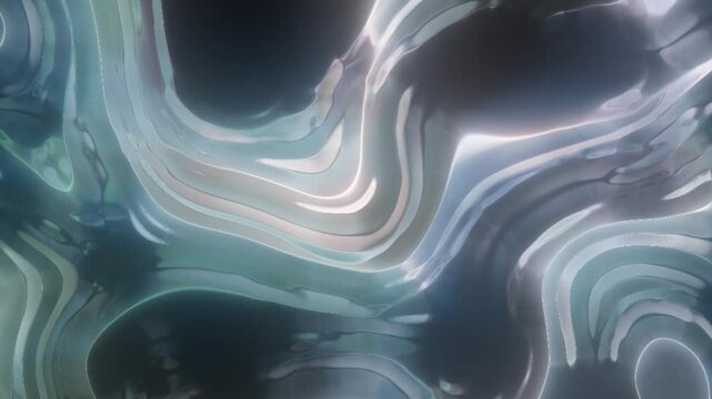 Abstract silver liquid metal texture with glossy reflective waves