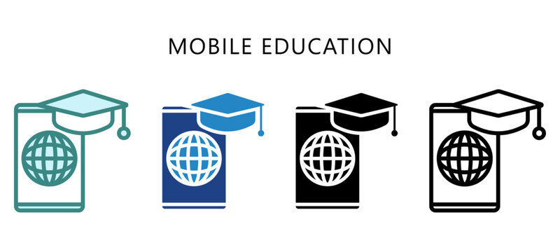 Mobile Education Multi Style Icon. Mini Illustration For Modern Concept, Ui, Ux Web And App Development. Related To Education, Learning Management System.