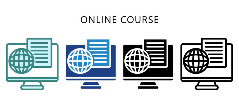 Online Course Multi Style Icon. Mini Illustration For Modern Concept, Ui, Ux Web And App Development. Related To Education, Learning Management System.