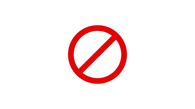 Abstract a beautiful new red sign stop, error, wrong, fail, cross, warning icon animation on white background.