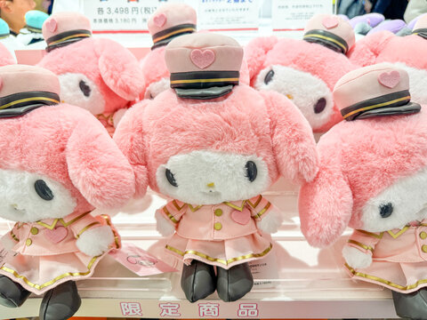 Tokyo, Japan - April 15, 2026: Exclusive Hello Kitty Sanrio characters My Melody for sale at the Tokyo Station store