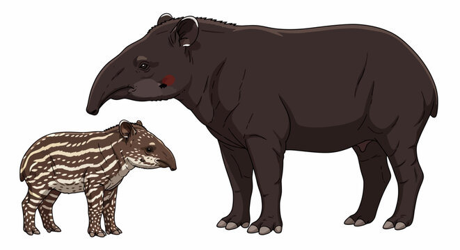 Tapir, Malayan tapir, wildlife icons, animal illustrations, vector graphics