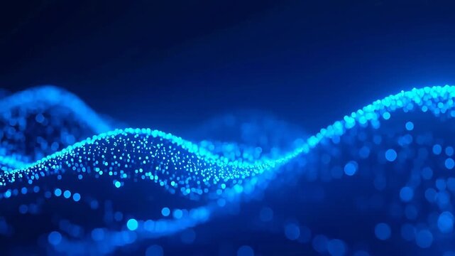 Flowing blue wave pattern with glowing dots