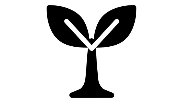 Minimalist sprout icon, simple plant symbol representing growth, sustainability, nature, and ecofriendly concepts, isola
