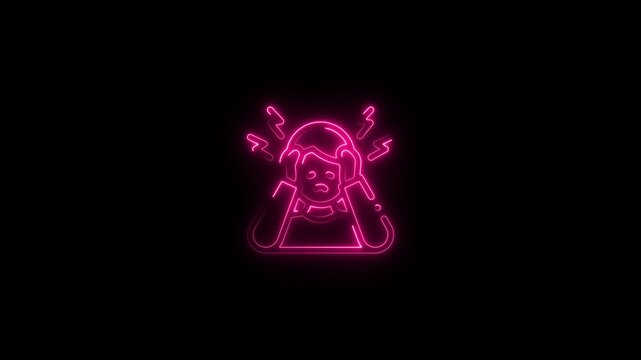 glowing neon a man icon animated. animation on a black background